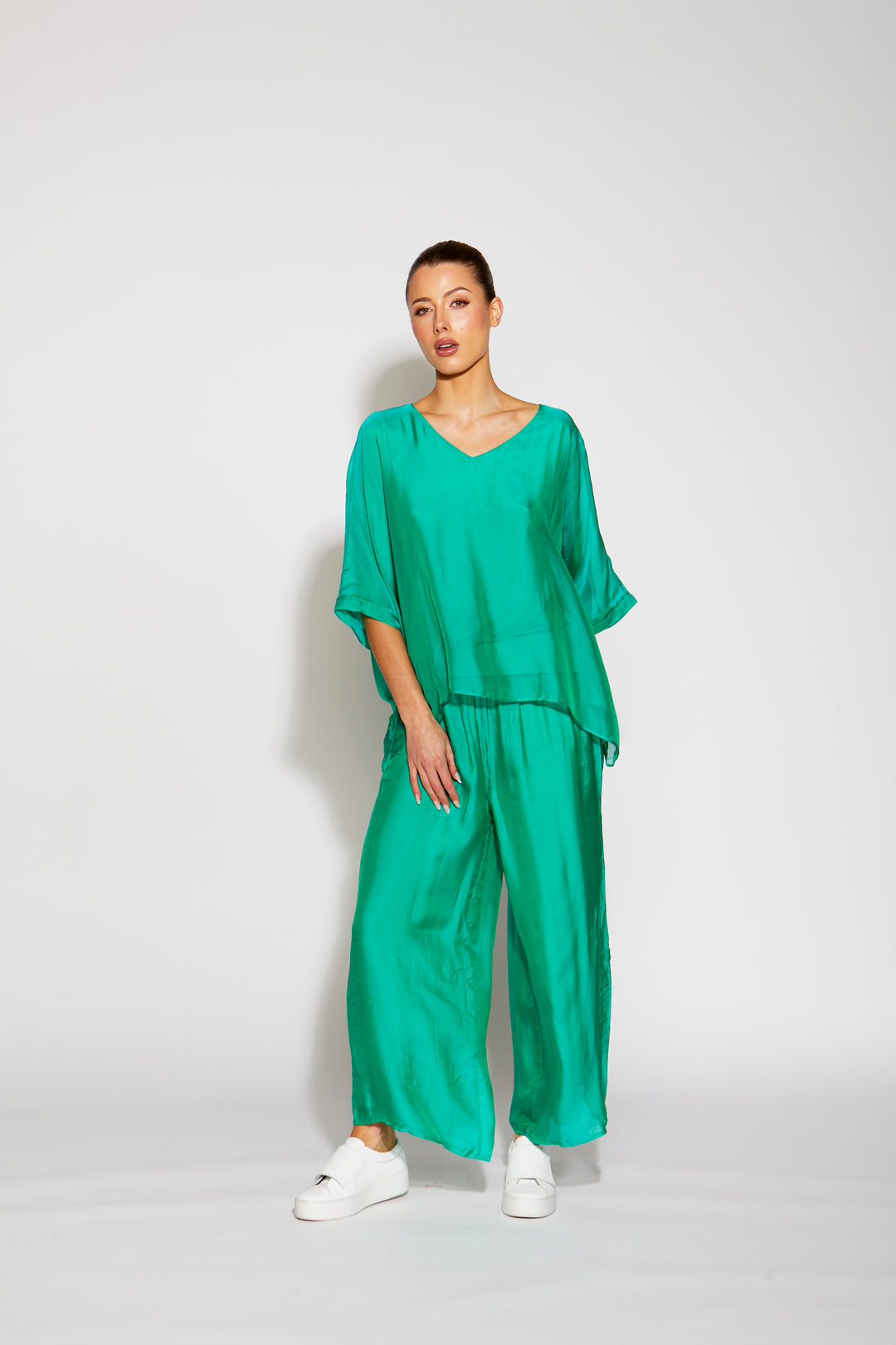 V Neck Silk Top