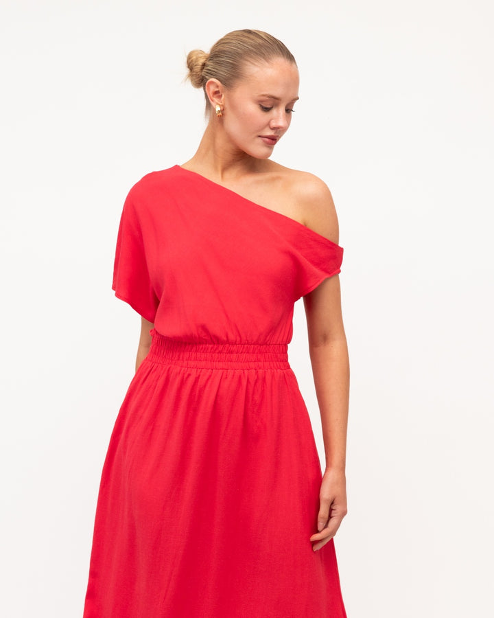 MANLY ASYM MIDI DRESS
