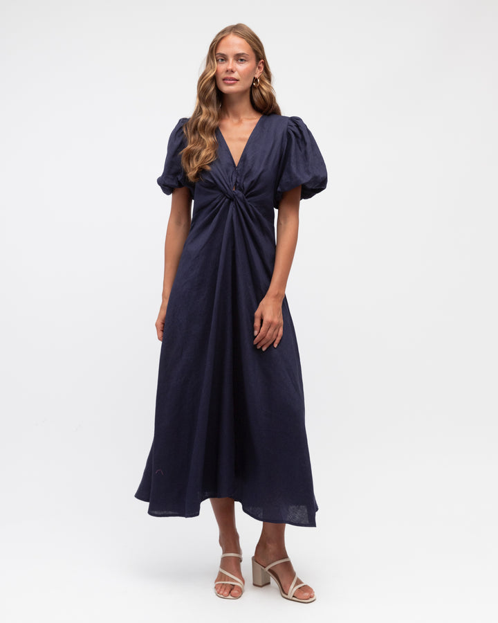 Knot Front Dress-Navy