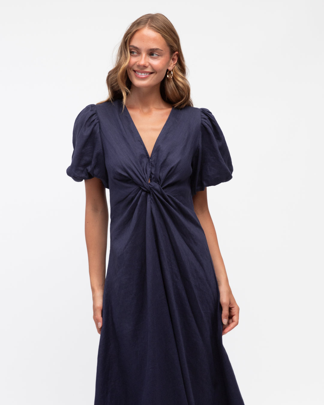 Knot Front Dress-Navy