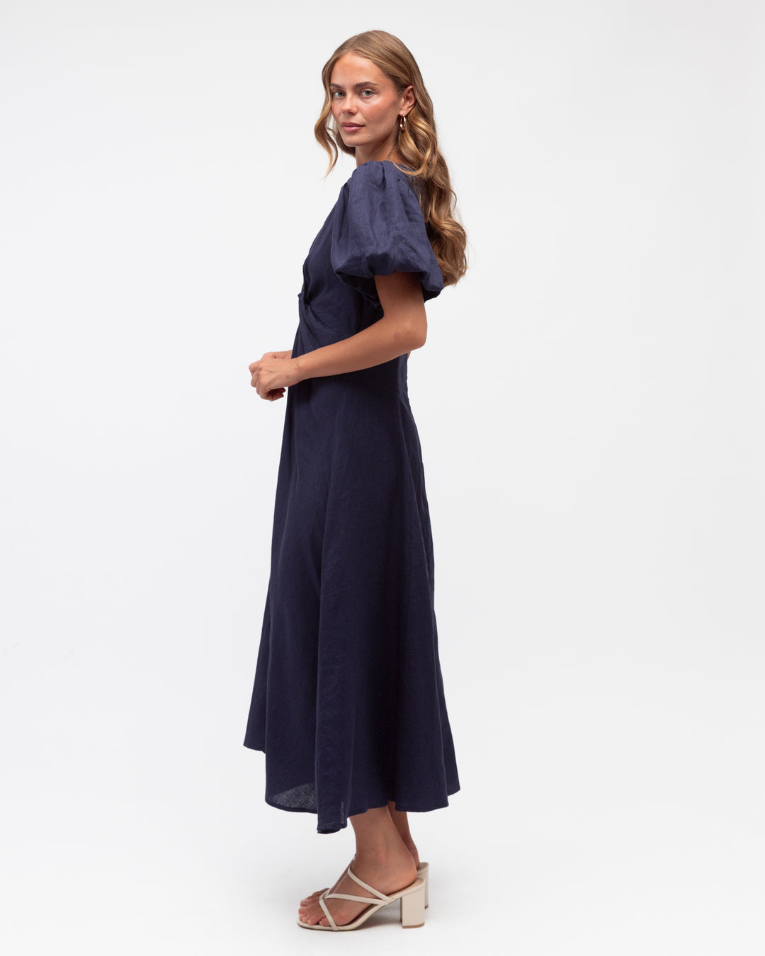 Knot Front Dress-Navy