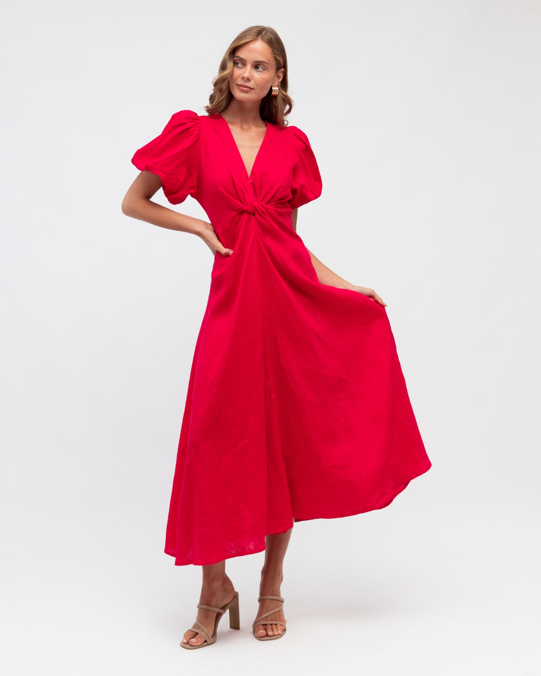 Knot Front Dress - Red