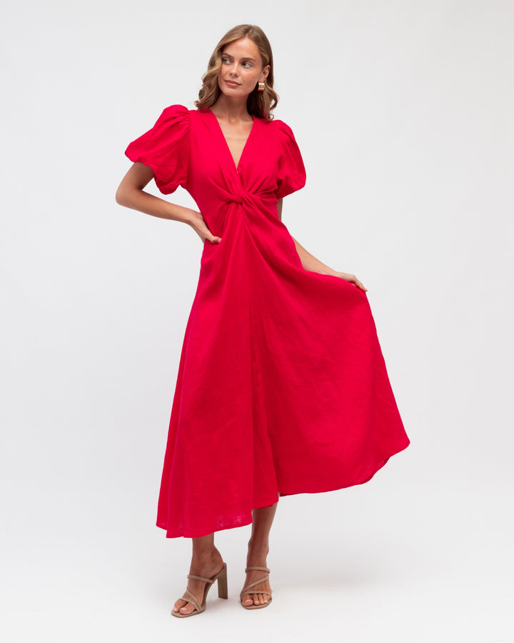 Knot Front Dress - Red