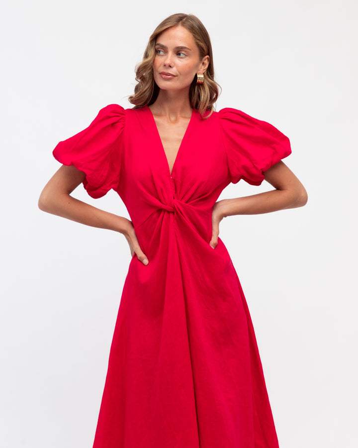 Knot Front Dress - Red