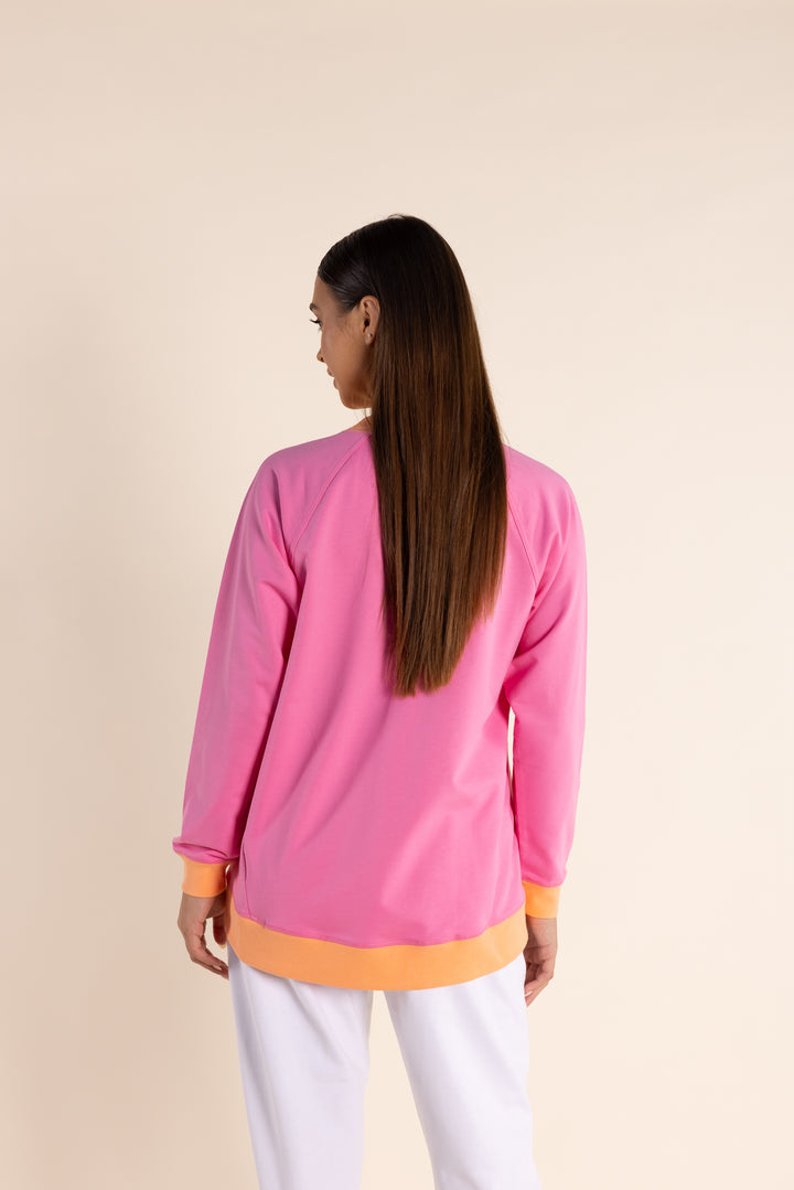 Sequin Logo sweat W Contrast Rib