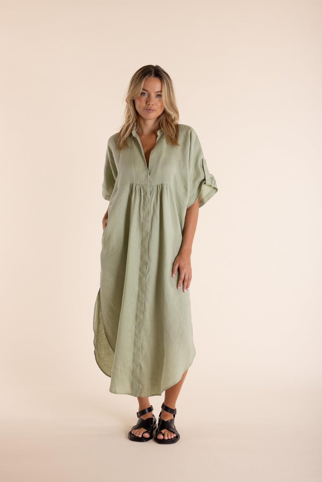 Linen Drop Shoulder Dress