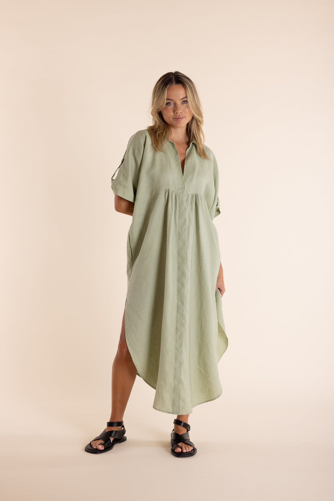 Linen Drop Shoulder Dress