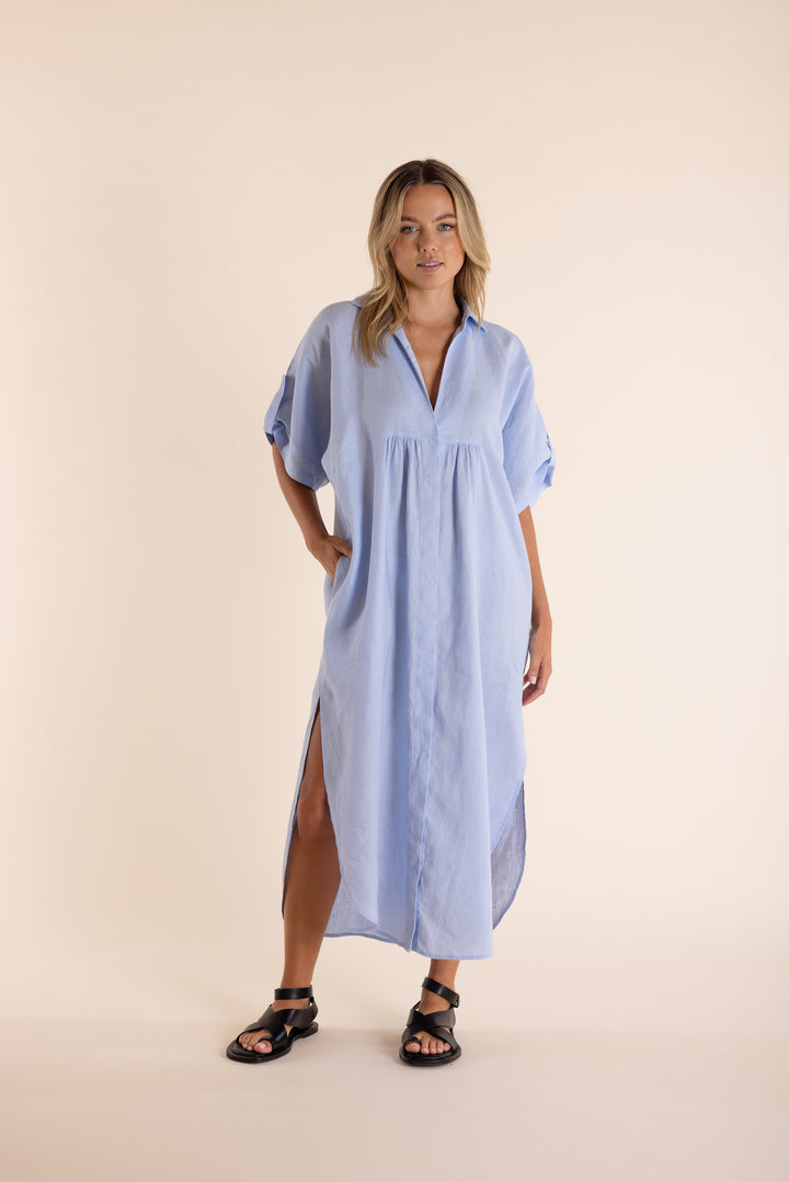 Linen Drop Shoulder Dress