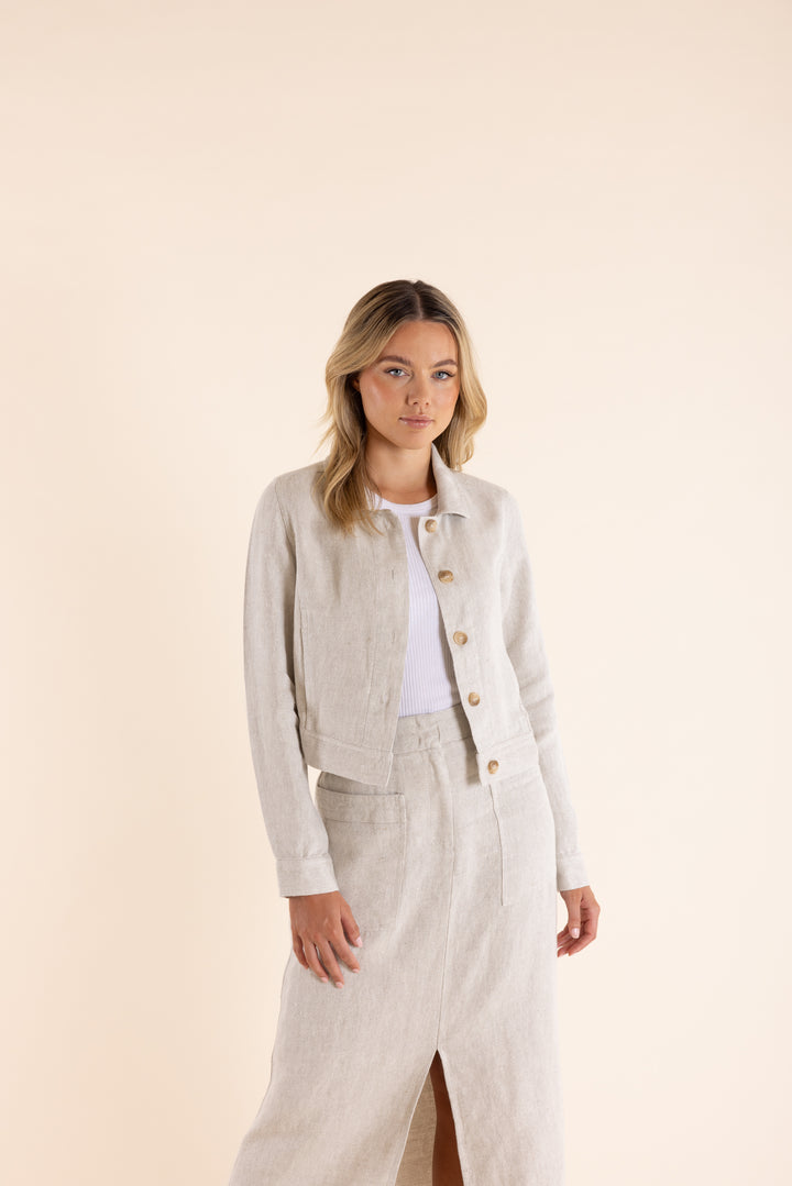 Linen Cropped Jacket