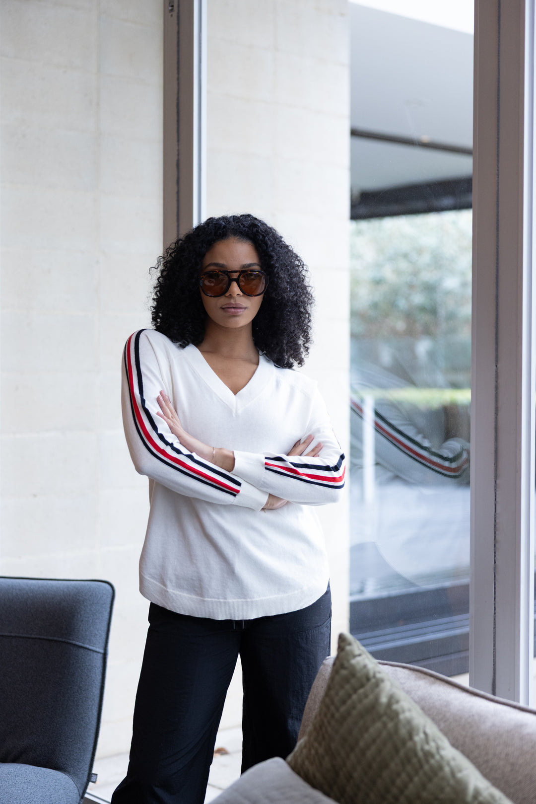 Stripe Sleeve Knit