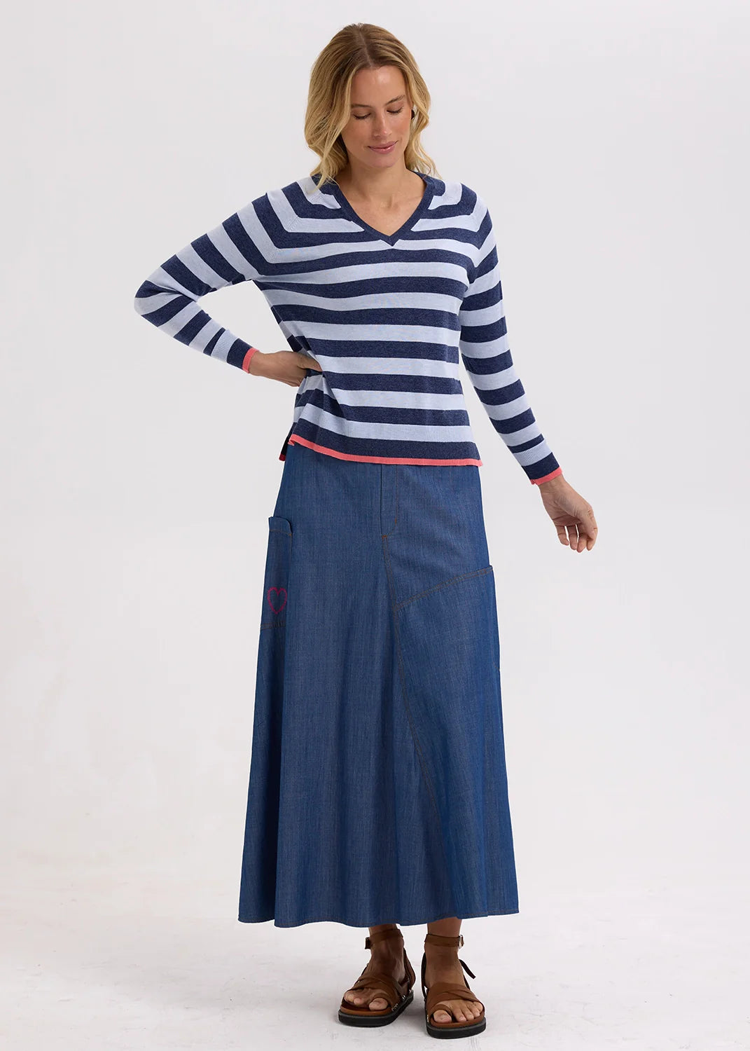 Essential Stripe V Jumper
