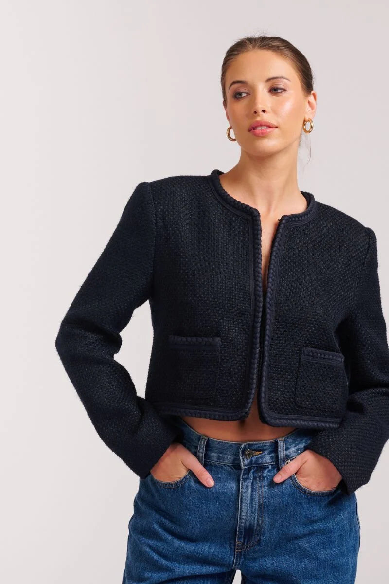 Audrey Boucle Jacket- French Navy