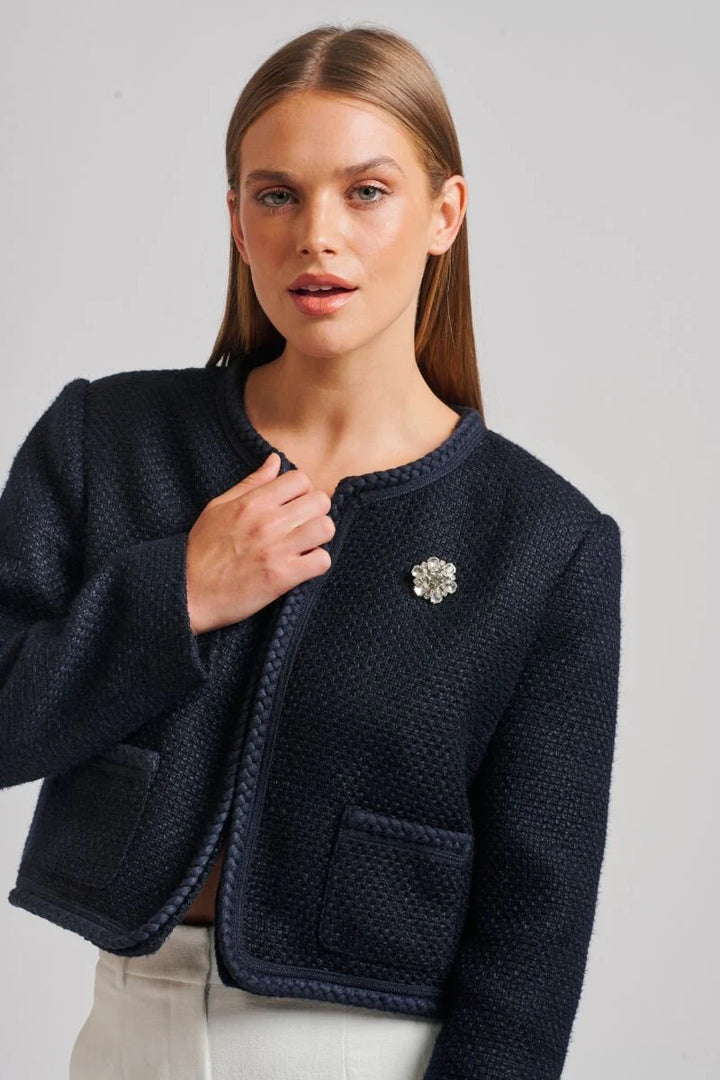 Audrey Boucle Jacket- French Navy