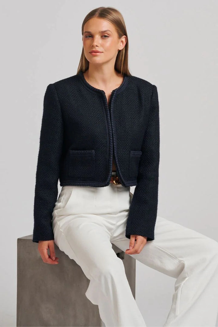 Audrey Boucle Jacket- French Navy