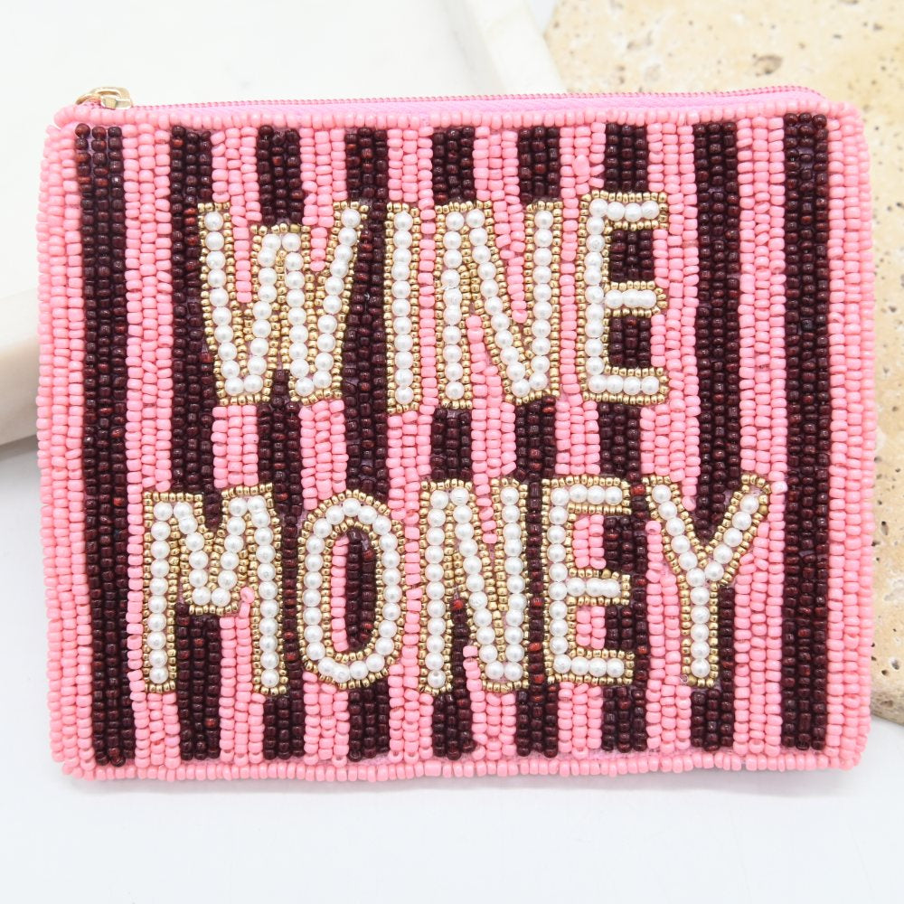 Wine Money Beaded Pouch