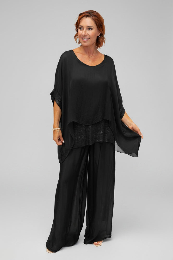Elvira Top w Sequin Panel
