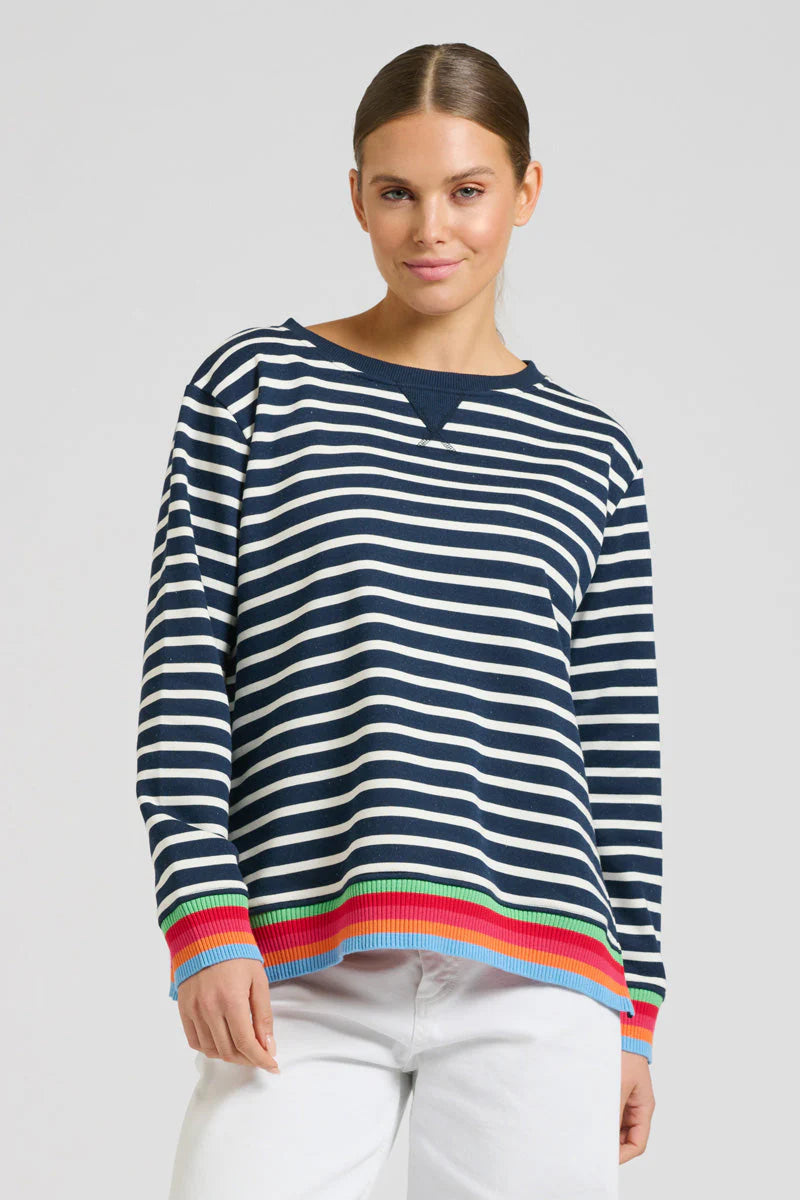 Stripe Zipside Classic Cotton Sweatshirt