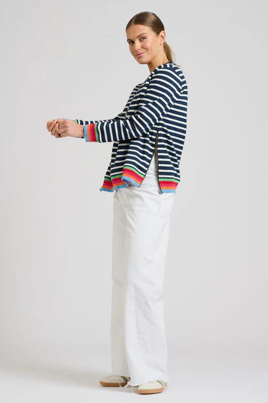 Stripe Zipside Classic Cotton Sweatshirt