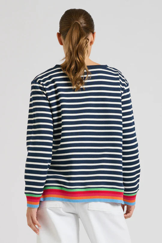 Stripe Zipside Classic Cotton Sweatshirt