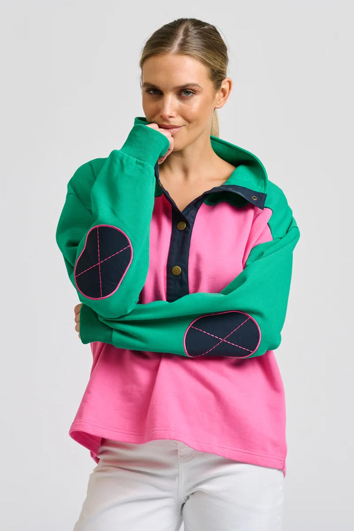 Collar Sweatshirt - Hot Pink Combo
