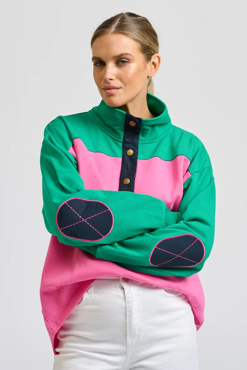 Collar Sweatshirt - Hot Pink Combo