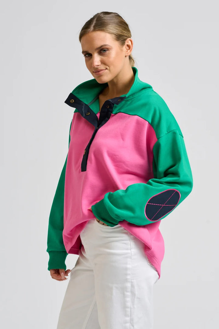 Collar Sweatshirt - Hot Pink Combo