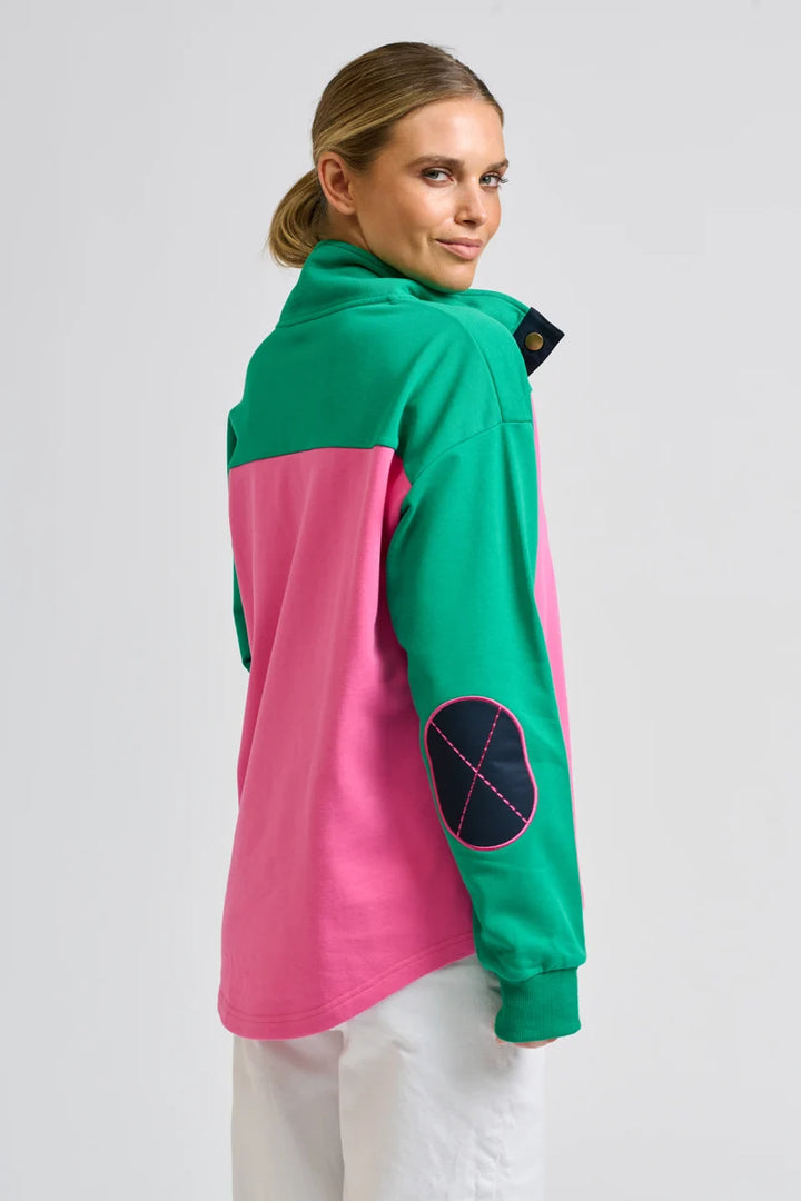 Collar Sweatshirt - Hot Pink Combo