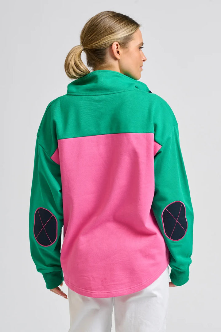 Collar Sweatshirt - Hot Pink Combo