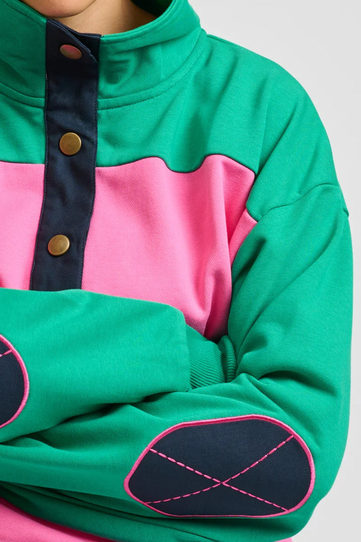 Collar Sweatshirt - Hot Pink Combo