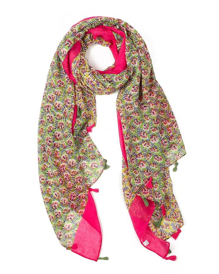 Ivy Green &amp; Pink Floral Scarf