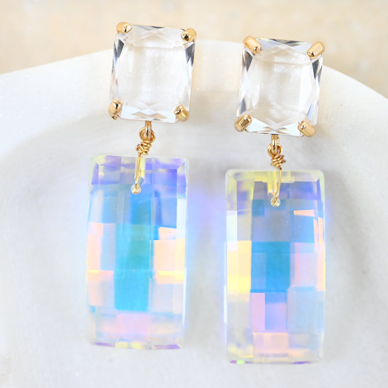 Crystal Oblong Drop Earrings