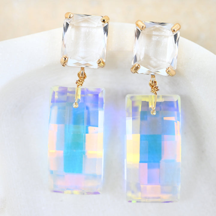 Crystal Oblong Drop Earrings