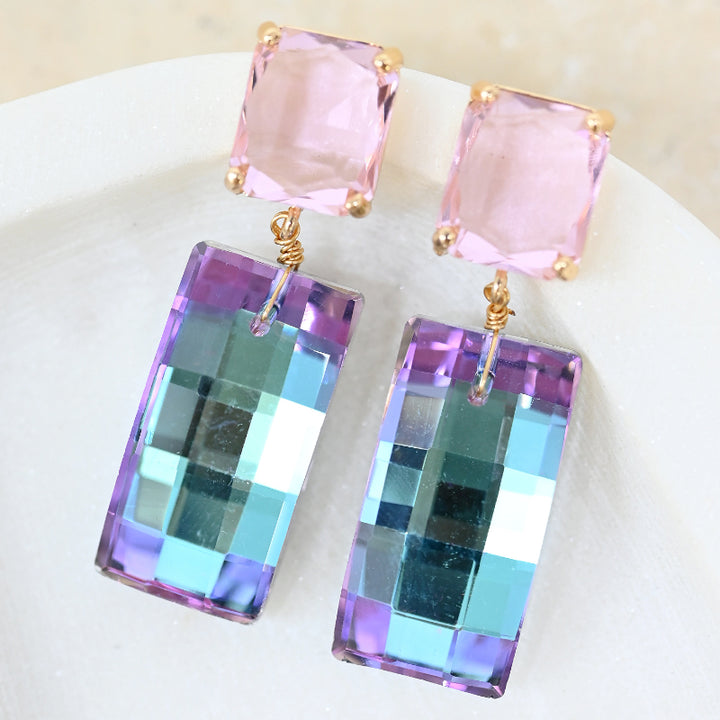 Crystal Oblong Drop Earrings