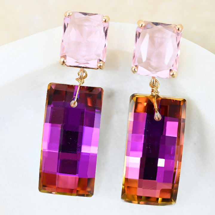 Crystal Oblong Drop Earrings