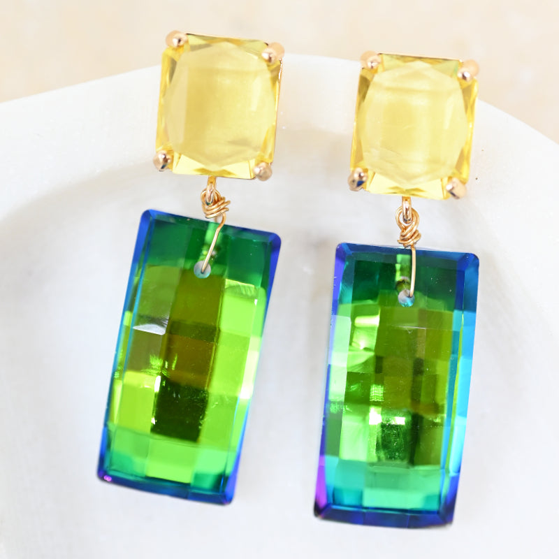Crystal Oblong Drop Earrings