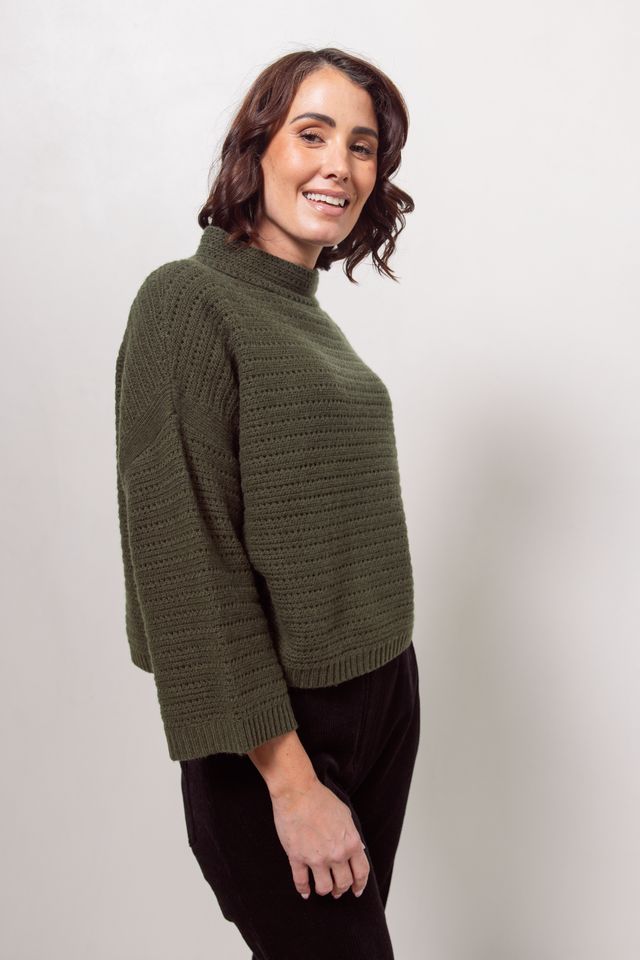 7/8 Pointelle Knit Top