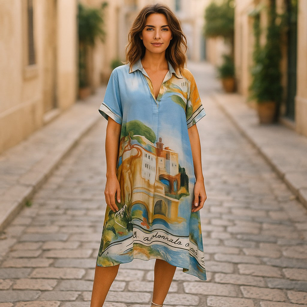 Maison Dress- Villa Print Silky