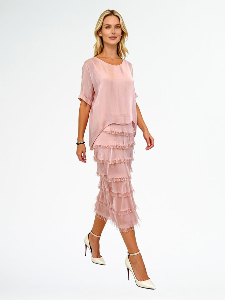 Silk Blend Multi Layer Dress