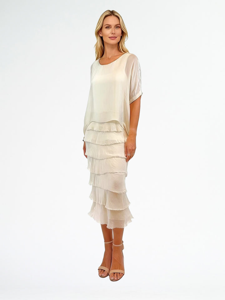 Silk Blend Multi Layer Dress