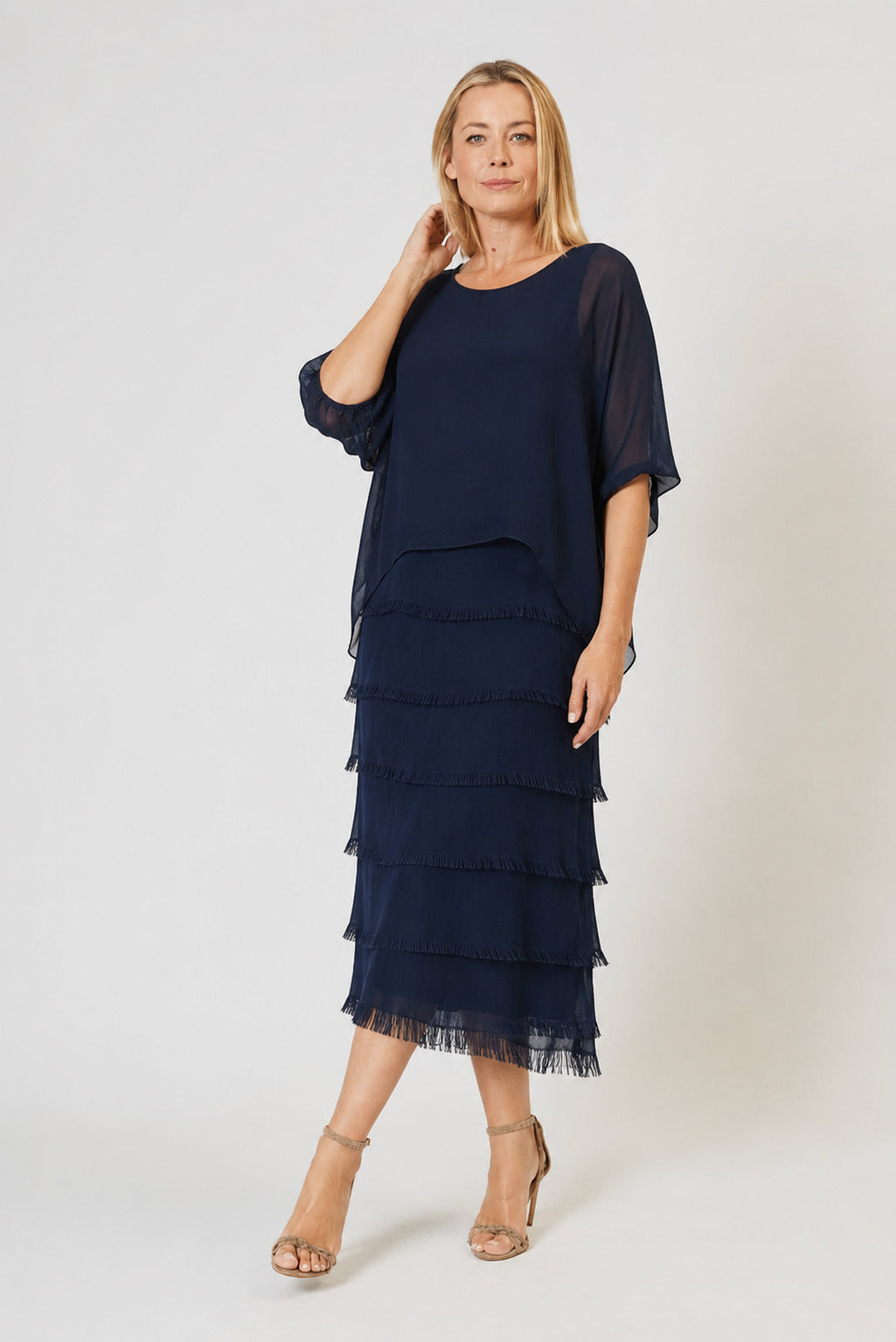 Silk Blend Multi Layer Dress