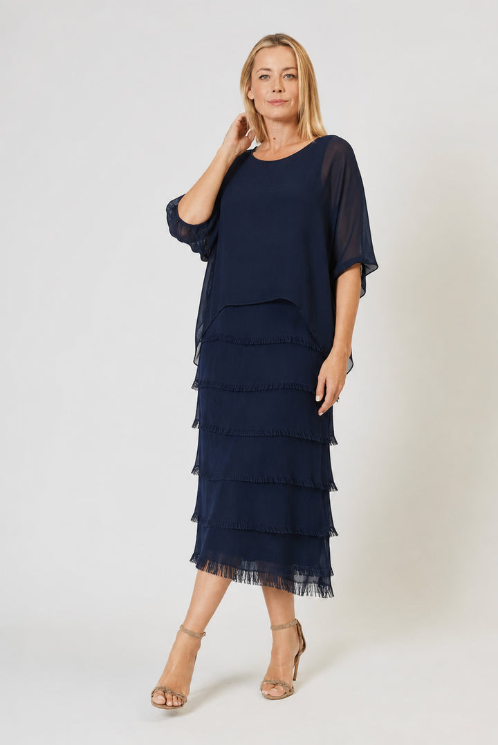 Silk Blend Multi Layer Dress