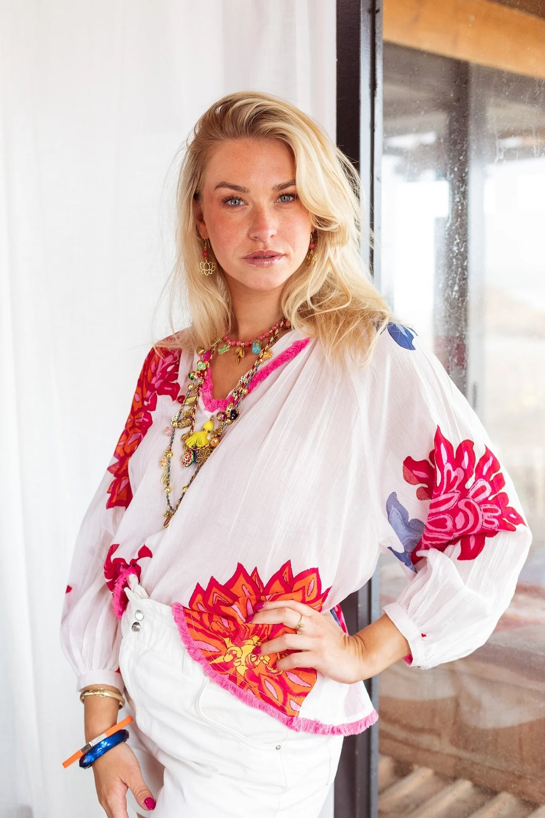 Cotton Top W Large Flowers