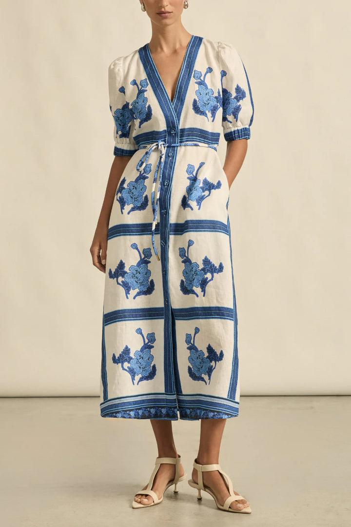 Portrait Dress - azure collage
