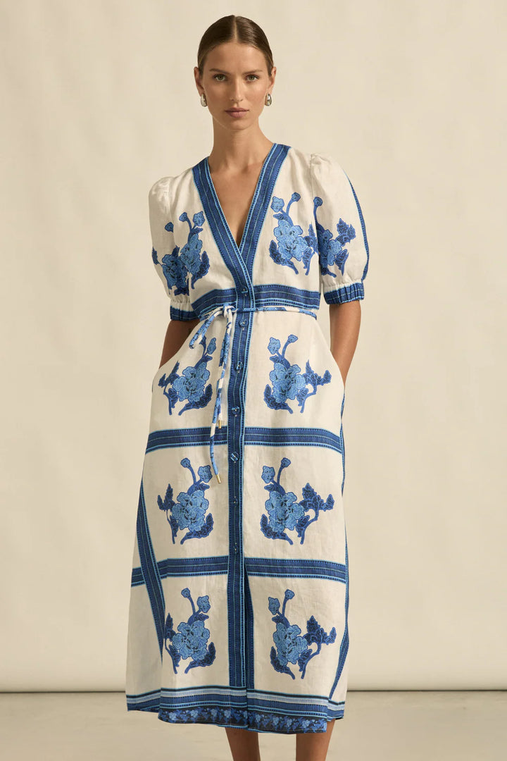 Portrait Dress - azure collage