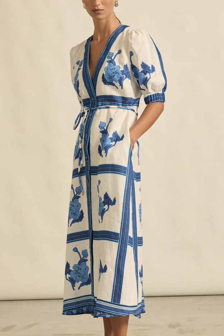 Portrait Dress - azure collage