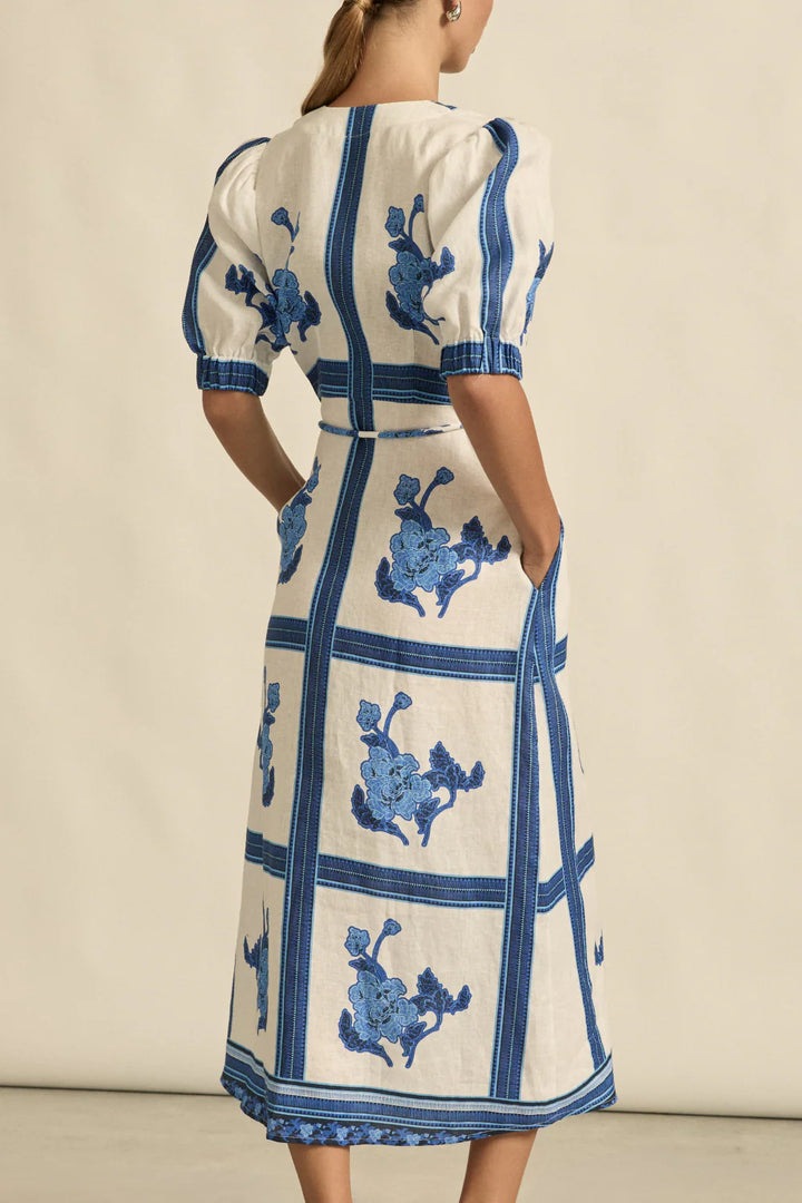 Portrait Dress - azure collage