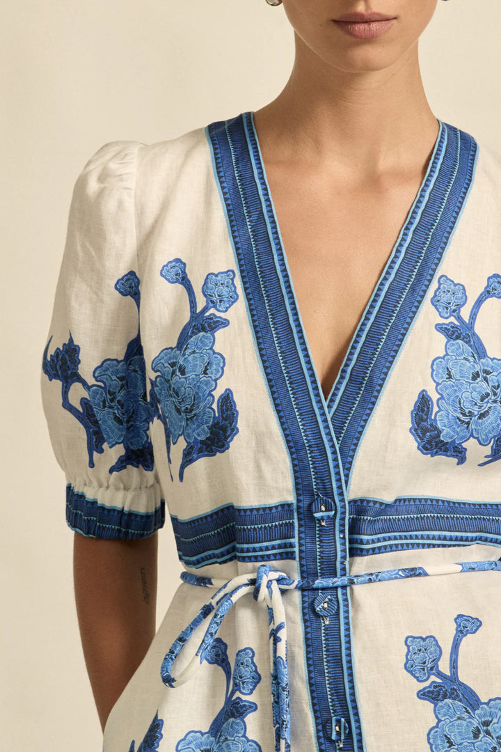 Portrait Dress - azure collage