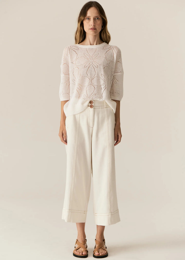 Carsen Crop Denim Pant - Ecru