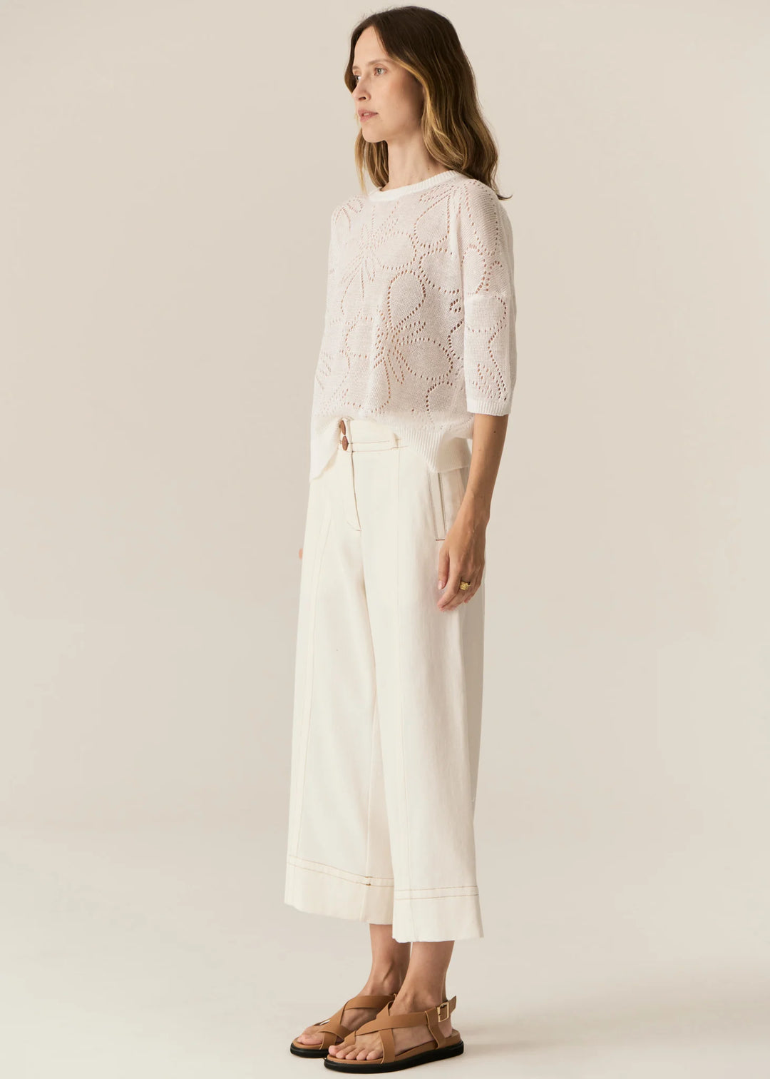 Carsen Crop Denim Pant - Ecru