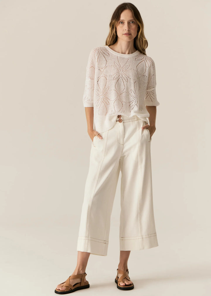 Carsen Crop Denim Pant - Ecru